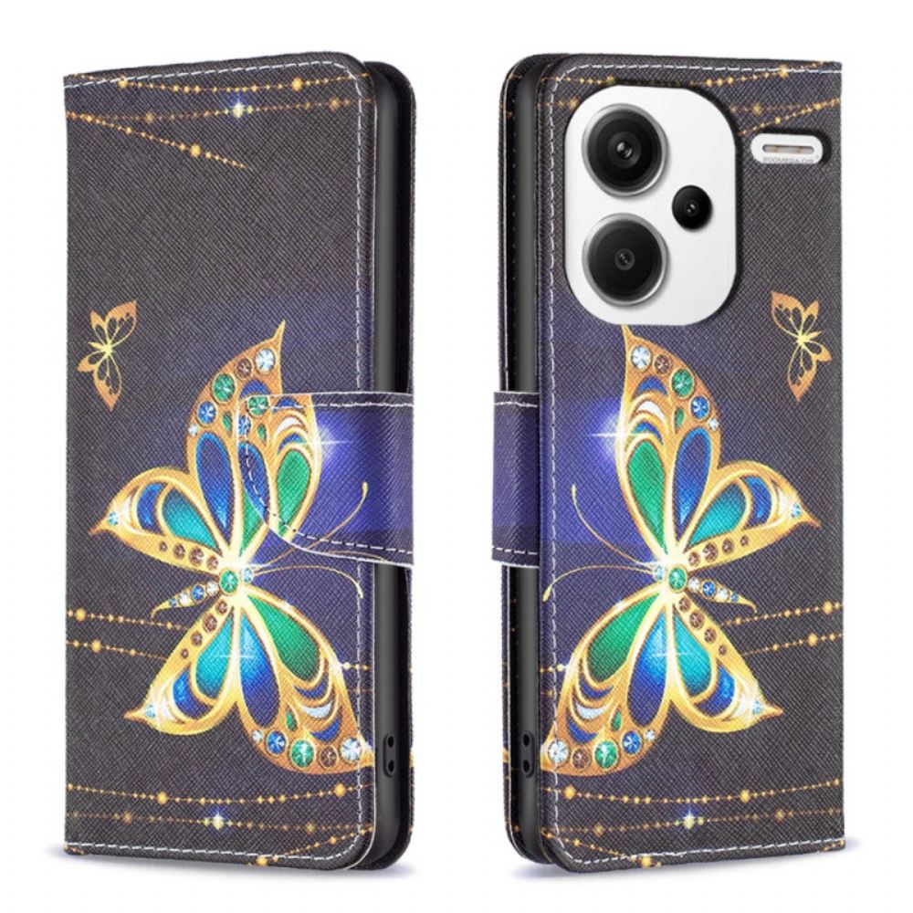Kožený Kryt Na Xiaomi Redmi Note 13 Pro Plus 5g - Šperky S Motýly