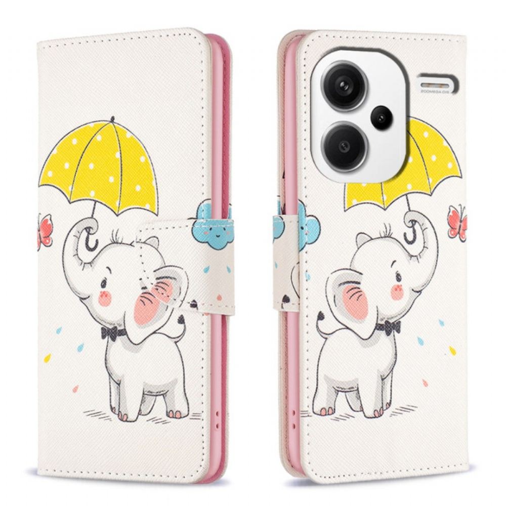 Kožený Kryt Xiaomi Redmi Note 13 Pro Plus 5g Deštník A Slon