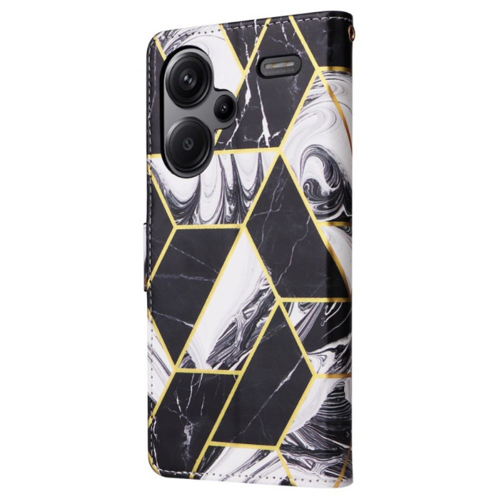 Kožený Kryt Xiaomi Redmi Note 13 Pro Plus 5g Mramorový Styl S Popruhem