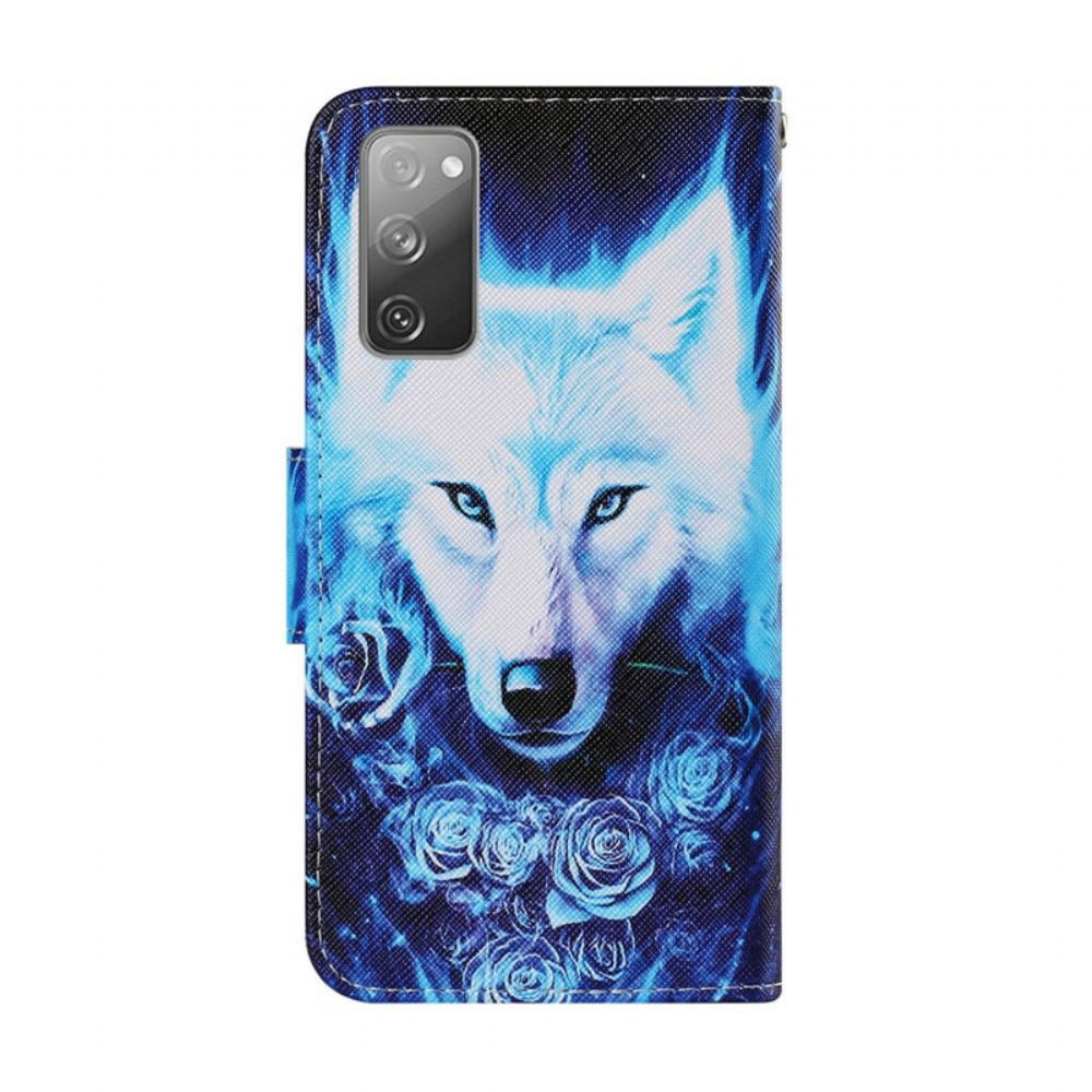 Flipové Pouzdro Na Samsung Galaxy S20 FE Bílý Vlk