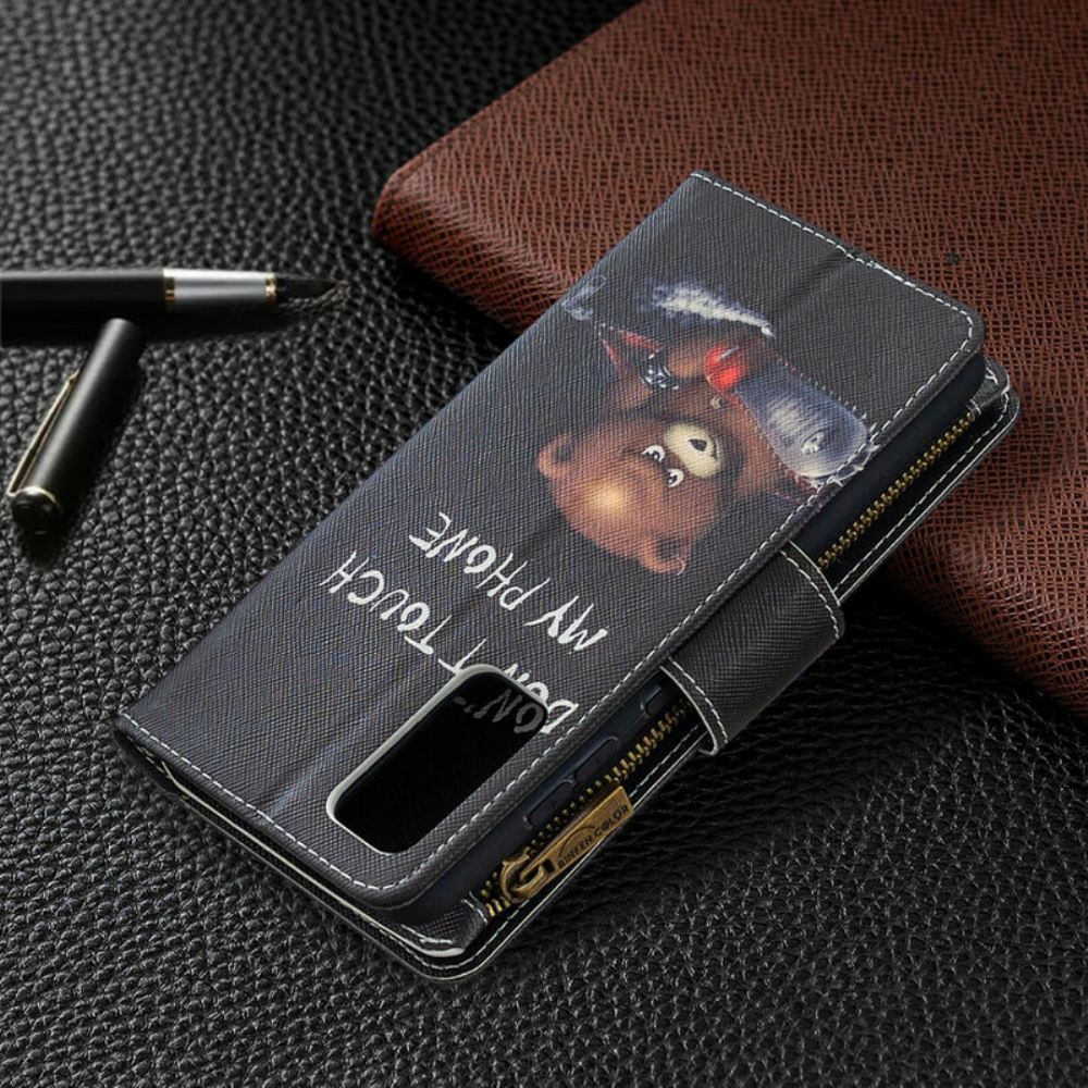 Flipové Pouzdro Na Samsung Galaxy S20 FE Kapsa Na Medvěda Na Zip