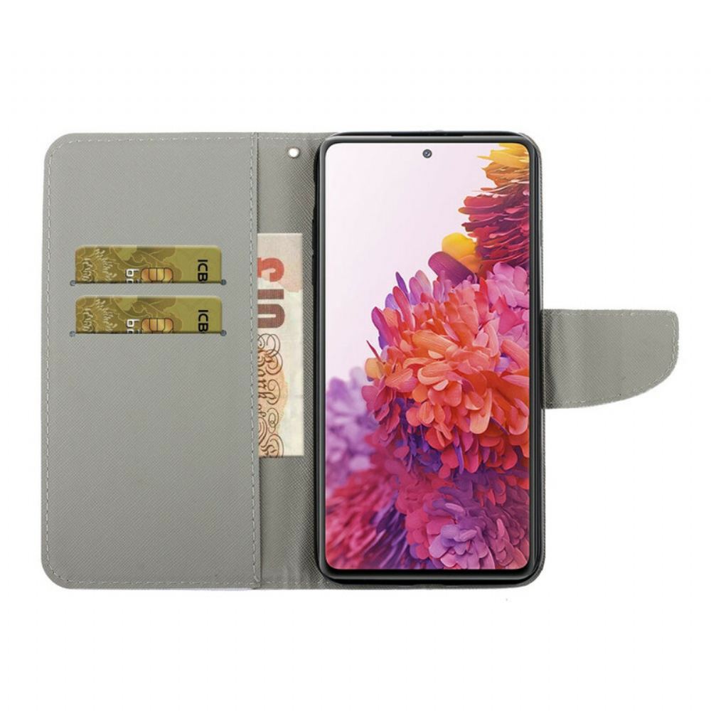 Flipové Pouzdro Na Samsung Galaxy S20 FE Na Lana Barevné Květiny S Páskem
