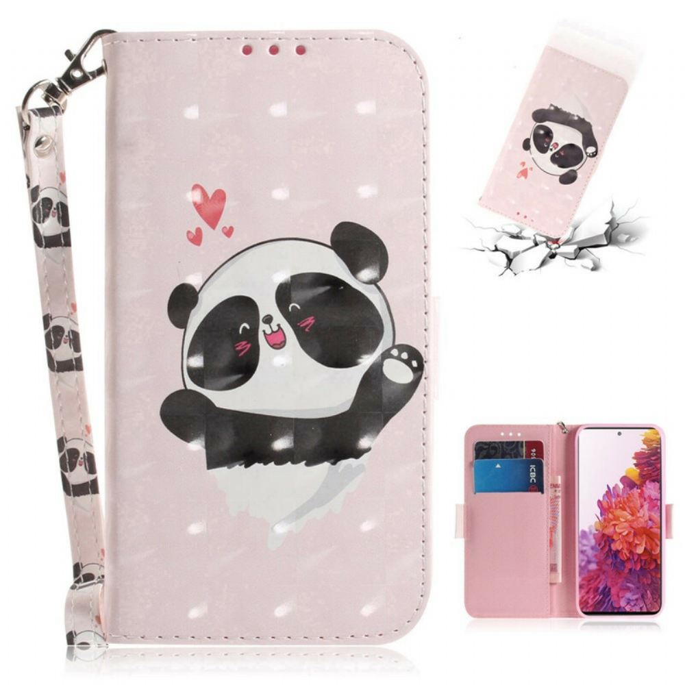 Flipové Pouzdro Na Samsung Galaxy S20 FE Na Lana Pásek Lásky Panda