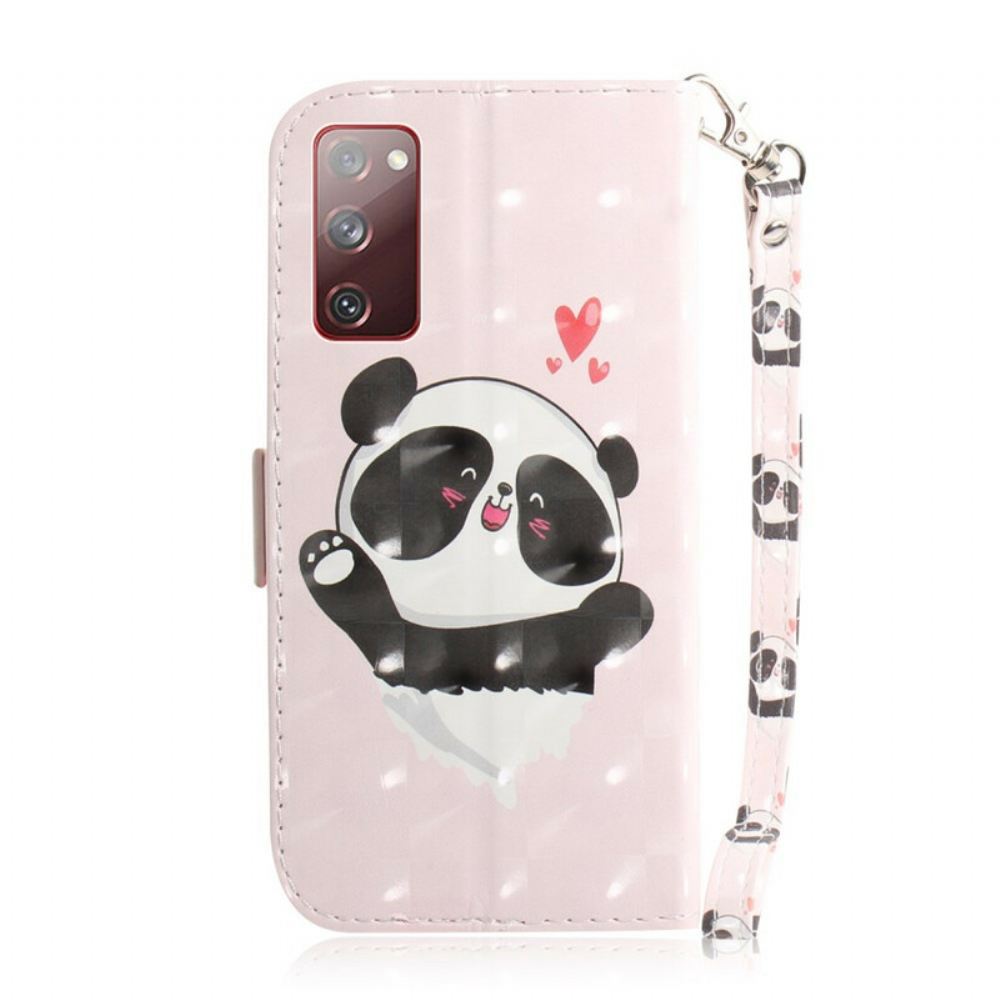 Flipové Pouzdro Na Samsung Galaxy S20 FE Na Lana Pásek Lásky Panda