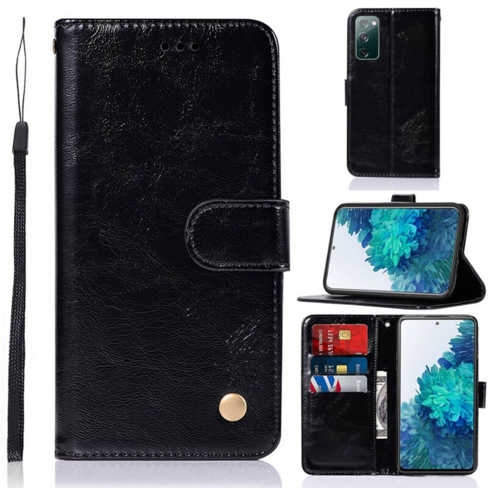 Flipové Pouzdro Na Samsung Galaxy S20 FE Na Lana Vintage Kožený Řemínek
