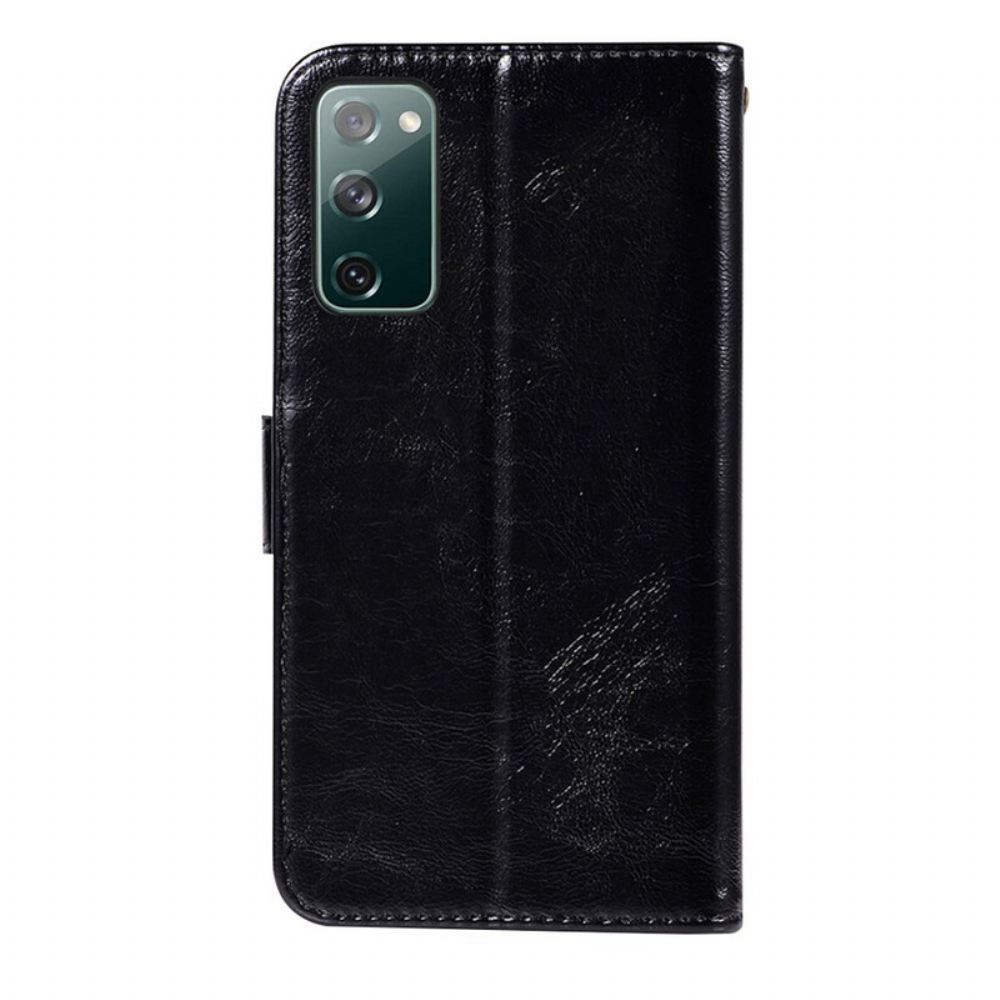 Flipové Pouzdro Na Samsung Galaxy S20 FE Na Lana Vintage Kožený Řemínek