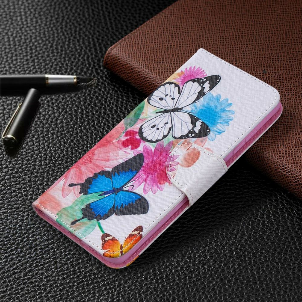 Flipové Pouzdro Na Samsung Galaxy S20 FE Malovaní Motýli A Květiny
