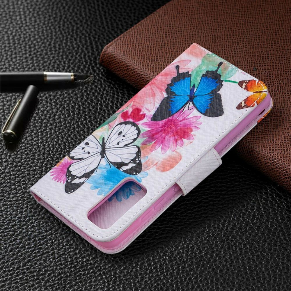Flipové Pouzdro Na Samsung Galaxy S20 FE Malovaní Motýli A Květiny