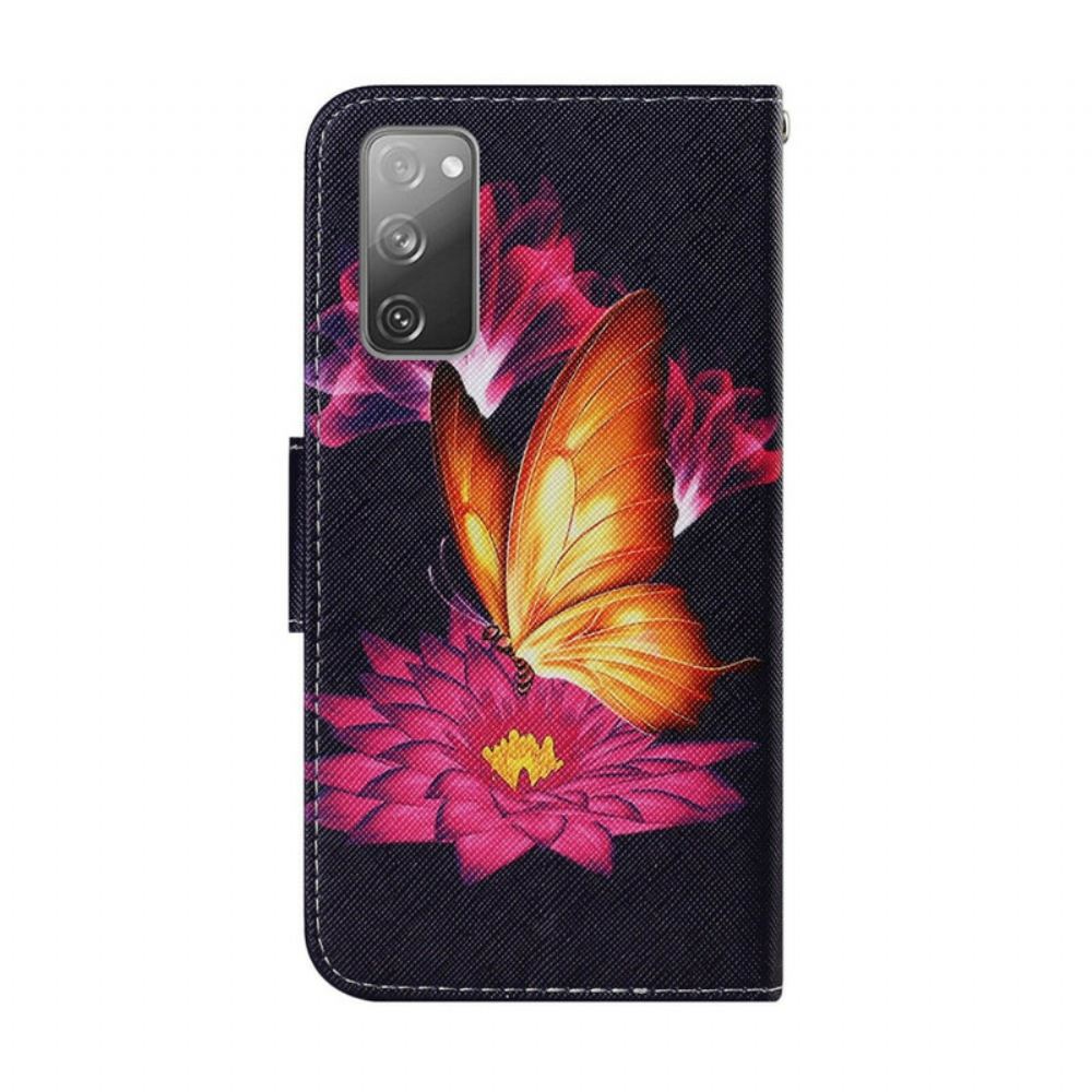 Flipové Pouzdro Na Samsung Galaxy S20 FE Motýl A Lotos