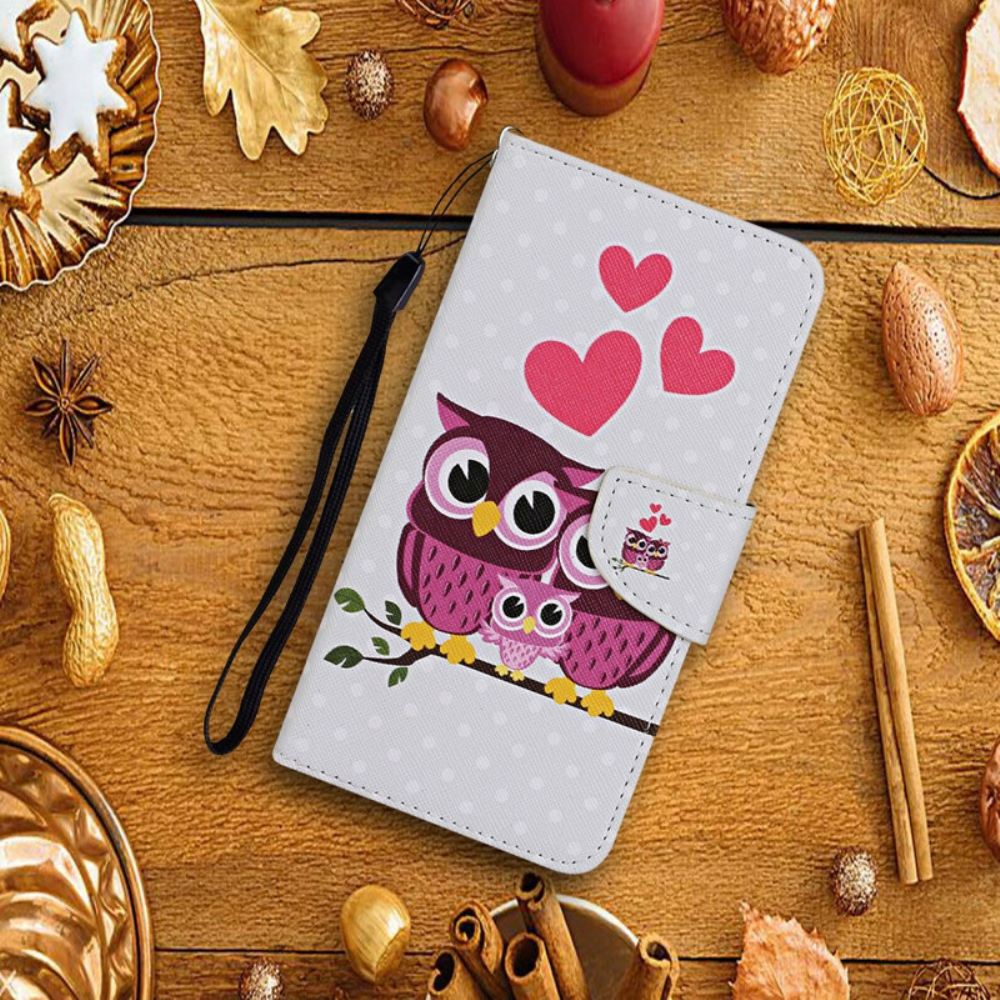 Flipové Pouzdro Na Samsung Galaxy S20 FE Soví Rodinka S Lanyardem