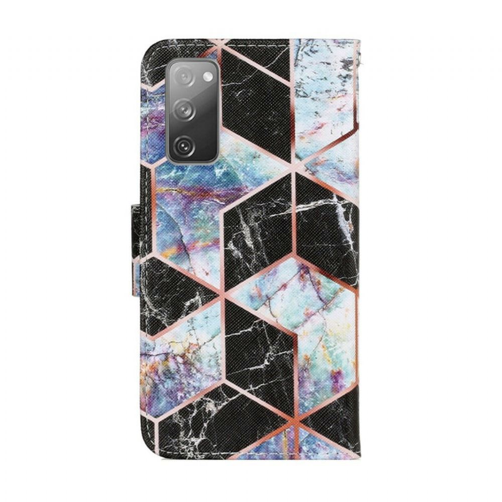 Kožené Pouzdro Na Samsung Galaxy S20 FE Geometrický Mramor
