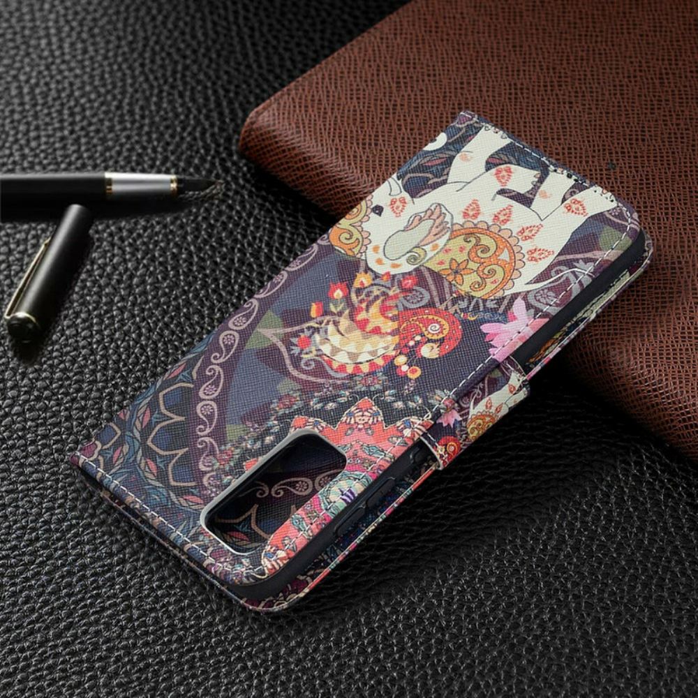 Kožené Pouzdro Na Samsung Galaxy S20 FE Mandala Etničtí Sloni