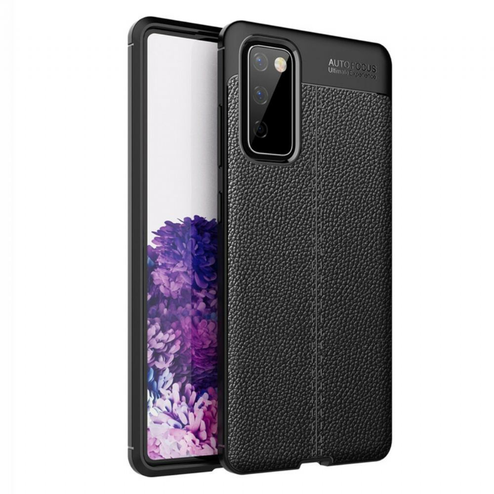 Kryt Na Samsung Galaxy S20 FE Dvojitá Linie Litchi Kožený Efekt