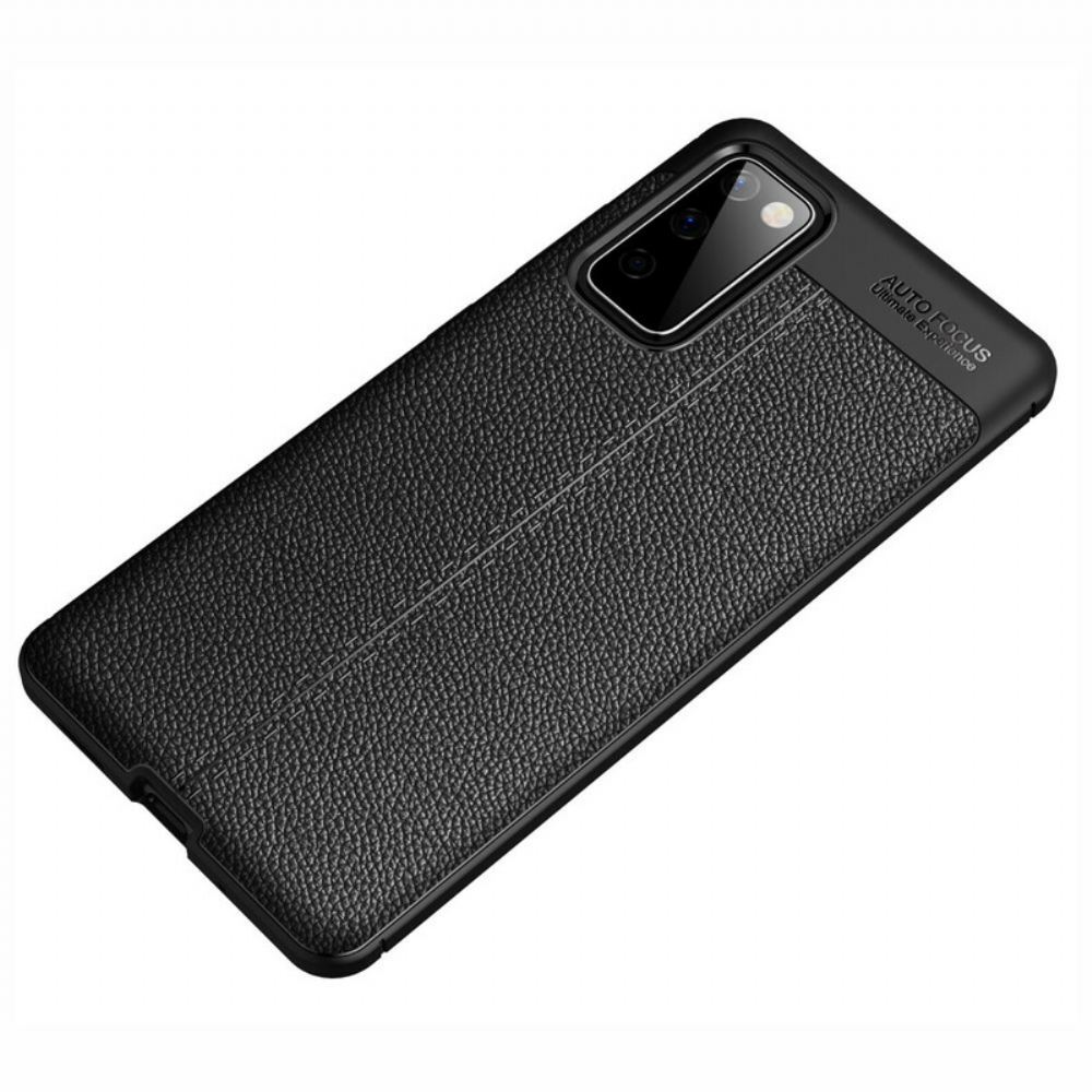 Kryt Na Samsung Galaxy S20 FE Dvojitá Linie Litchi Kožený Efekt