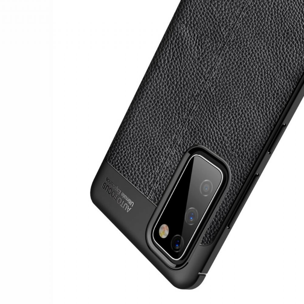 Kryt Na Samsung Galaxy S20 FE Dvojitá Linie Litchi Kožený Efekt