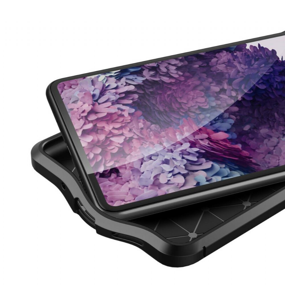 Kryt Na Samsung Galaxy S20 FE Dvojitá Linie Litchi Kožený Efekt