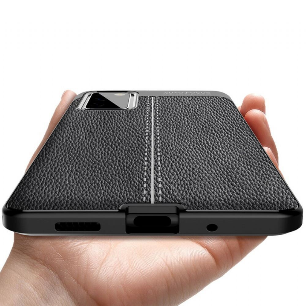 Kryt Na Samsung Galaxy S20 FE Dvojitá Linie Litchi Kožený Efekt