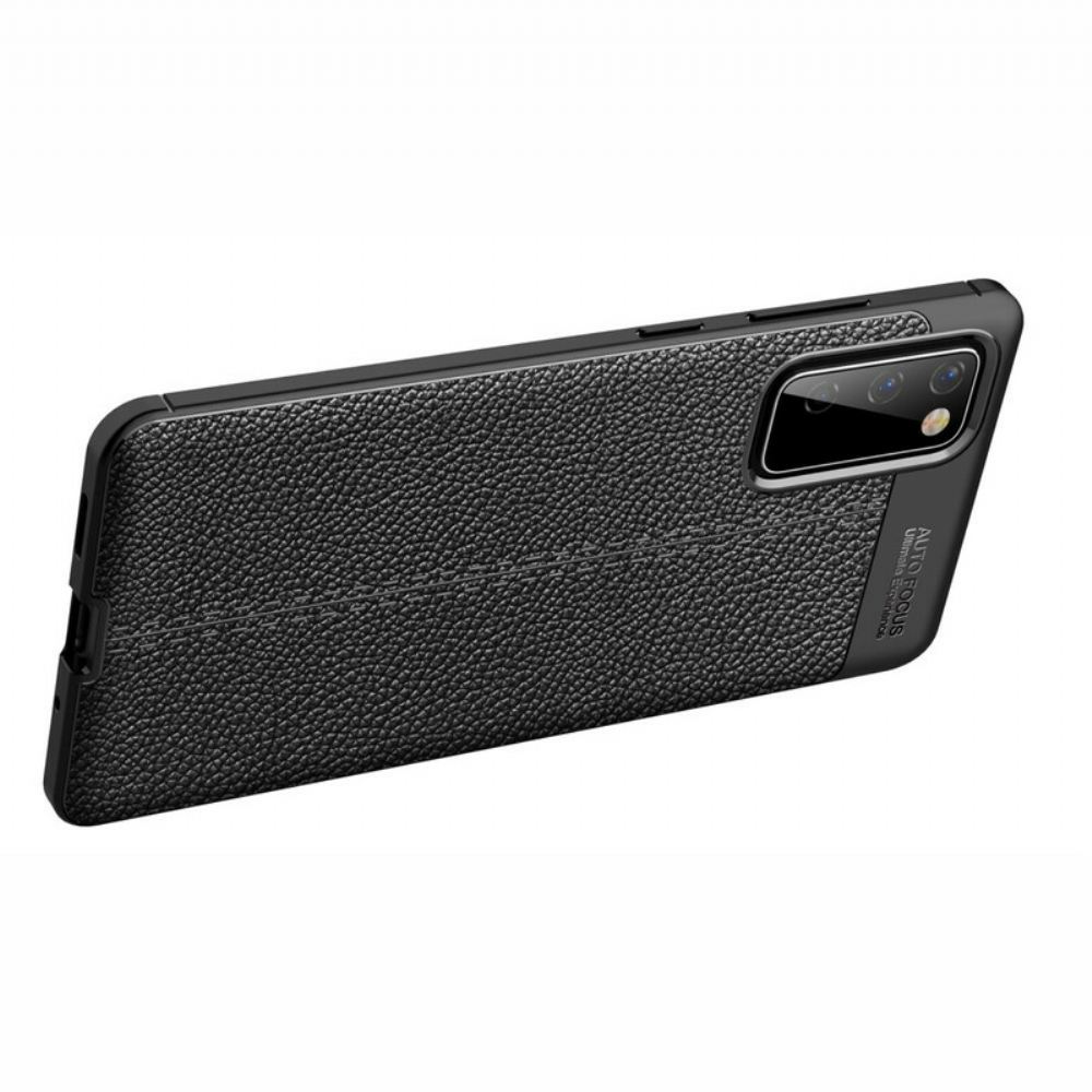 Kryt Na Samsung Galaxy S20 FE Dvojitá Linie Litchi Kožený Efekt