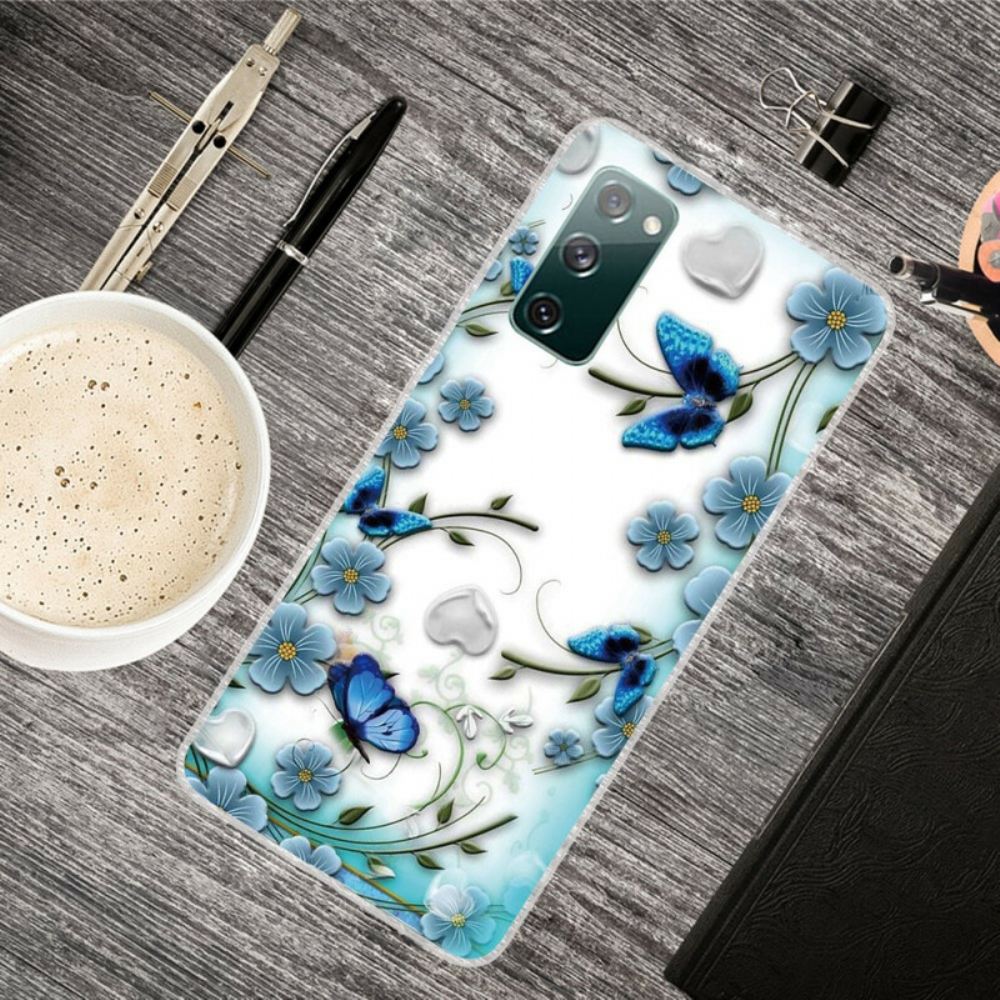 Kryt Na Samsung Galaxy S20 FE Průhlední Motýli A Retro Květiny