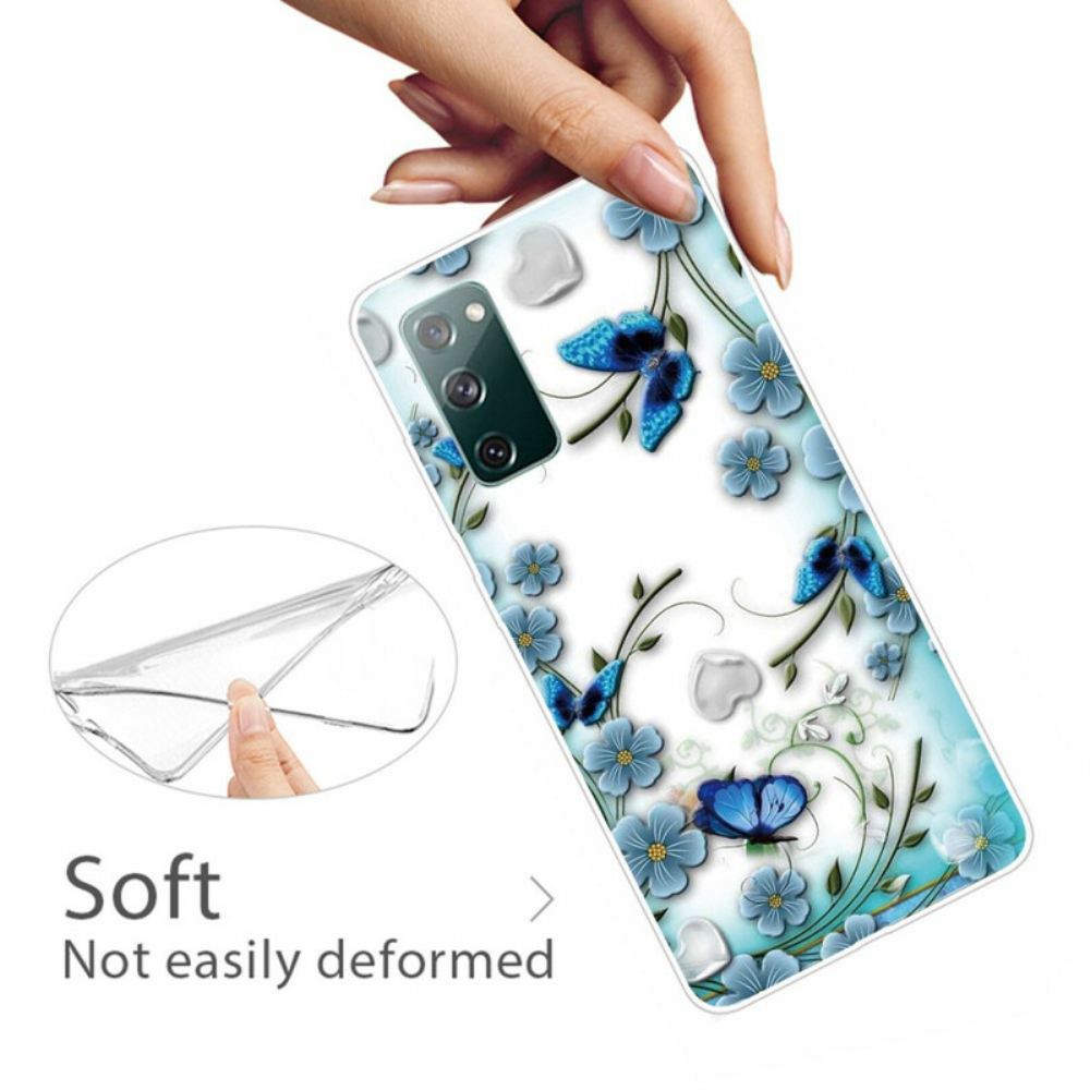 Kryt Na Samsung Galaxy S20 FE Průhlední Motýli A Retro Květiny