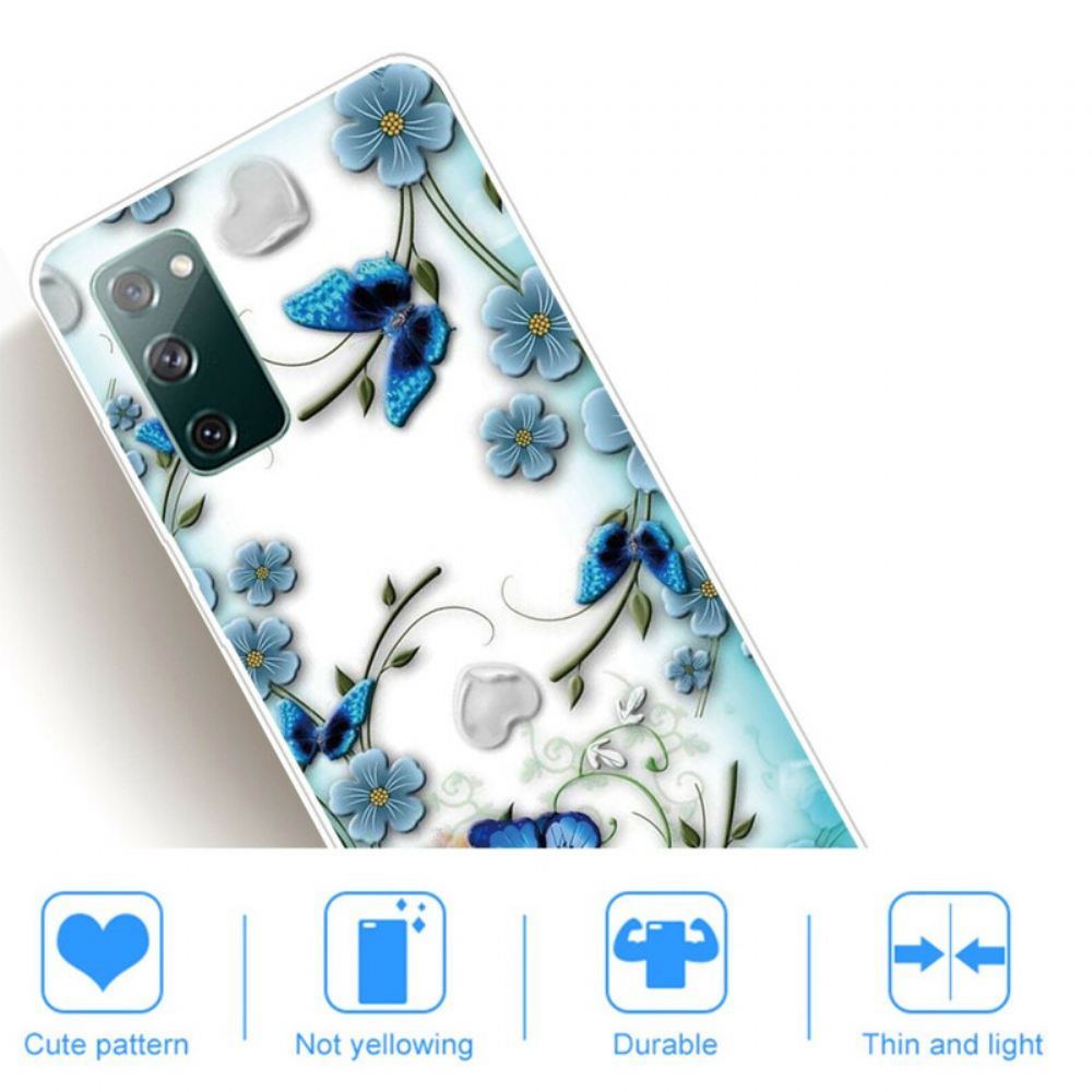 Kryt Na Samsung Galaxy S20 FE Průhlední Motýli A Retro Květiny