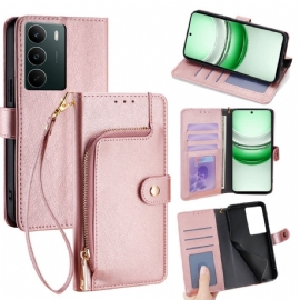 Kožený Kryt Realme C71 Peněženka Na Zip