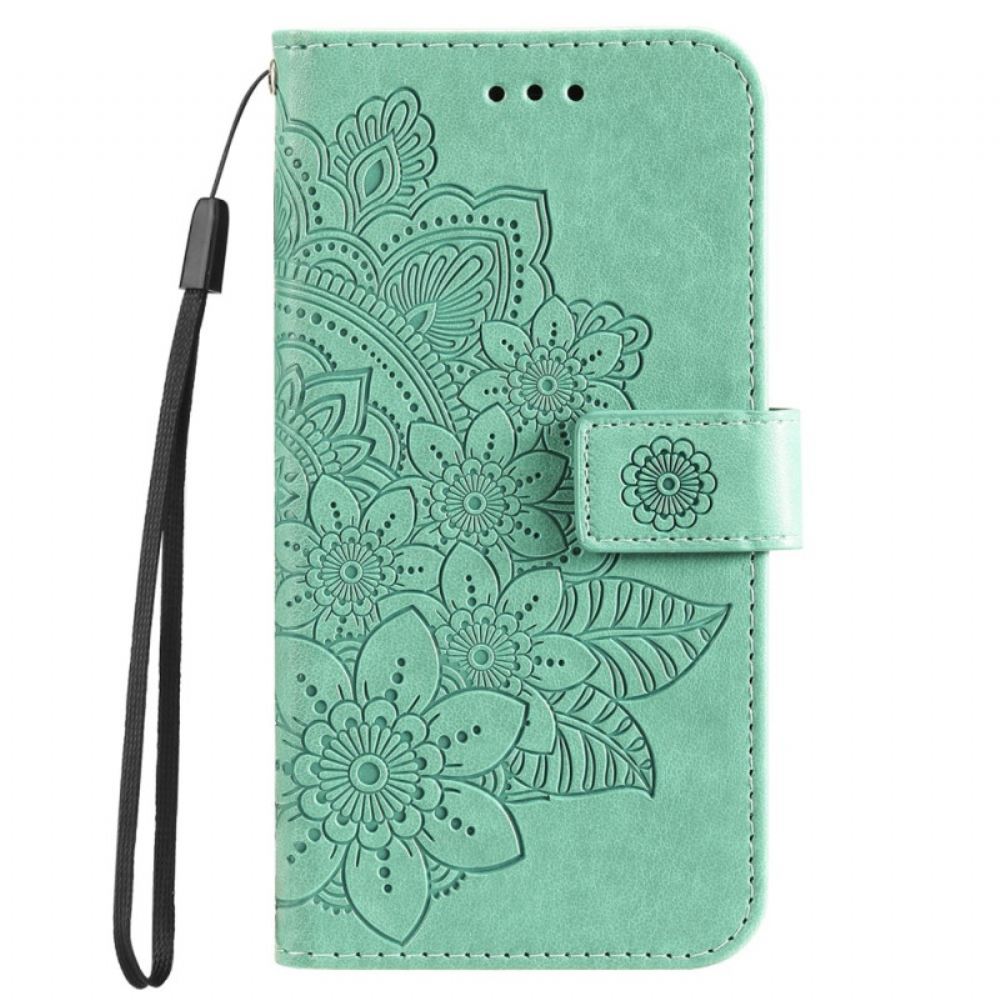 Kožený Kryt Oppo A98 5g Potisk Mandaly S Páskem