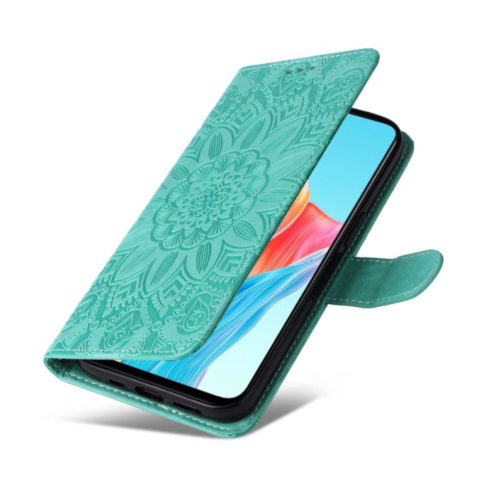 Kožený Kryt Oppo A98 5g Slunečnicový Vzor