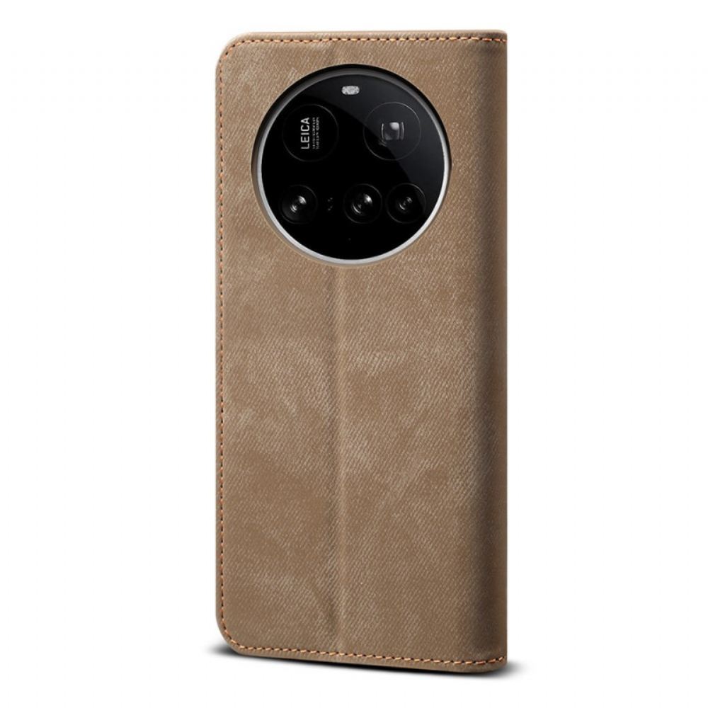 Kožené Pouzdro Folio Na Xiaomi 15 Ultra Džínová Látka