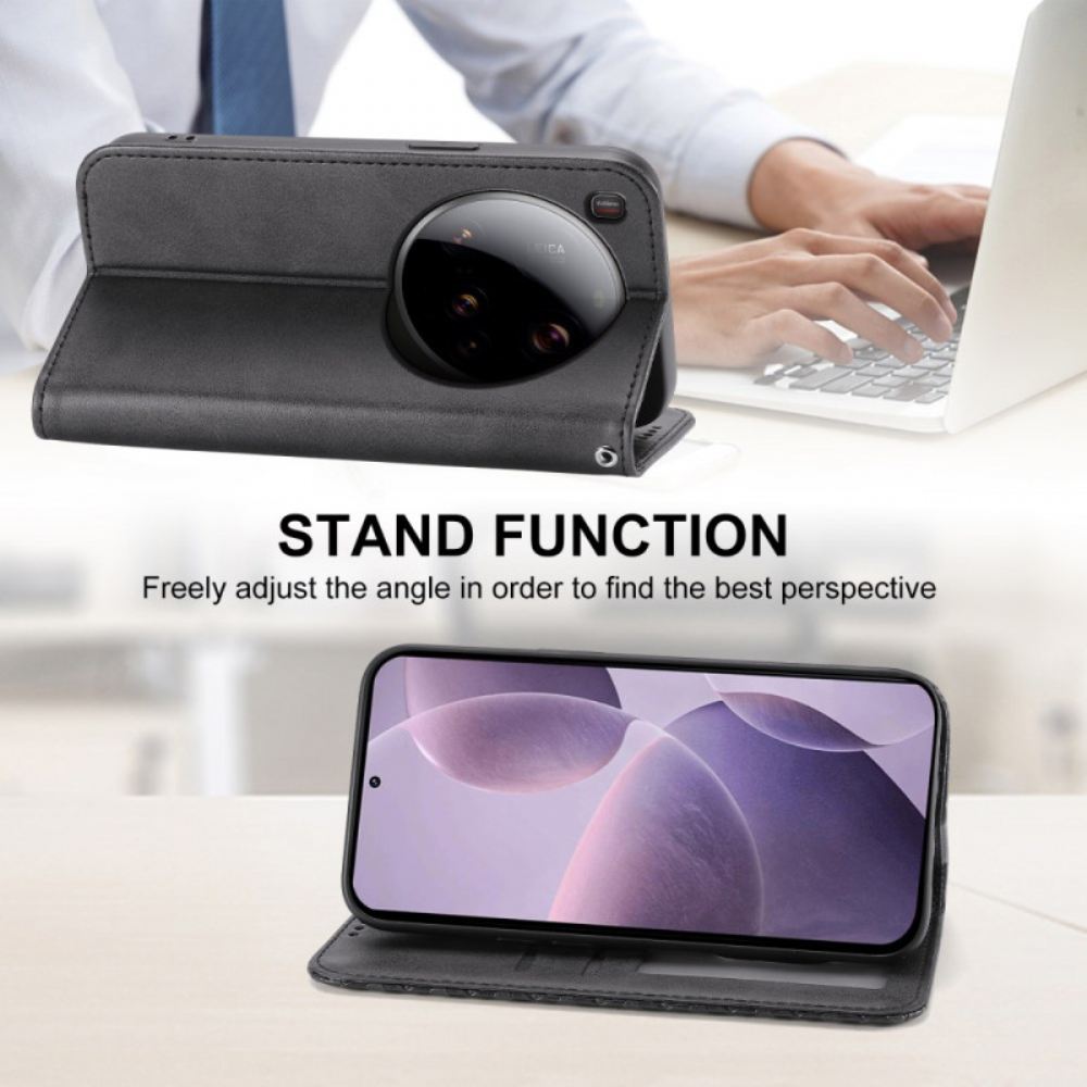 Kožené Pouzdro Folio Na Xiaomi 15 Ultra Peněženka S Popruhem