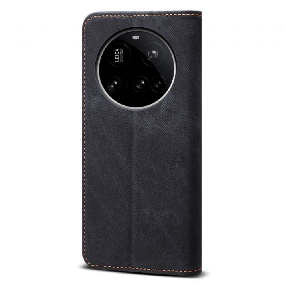 Kožené Pouzdro Folio Xiaomi 15 Ultra Džínová Látka