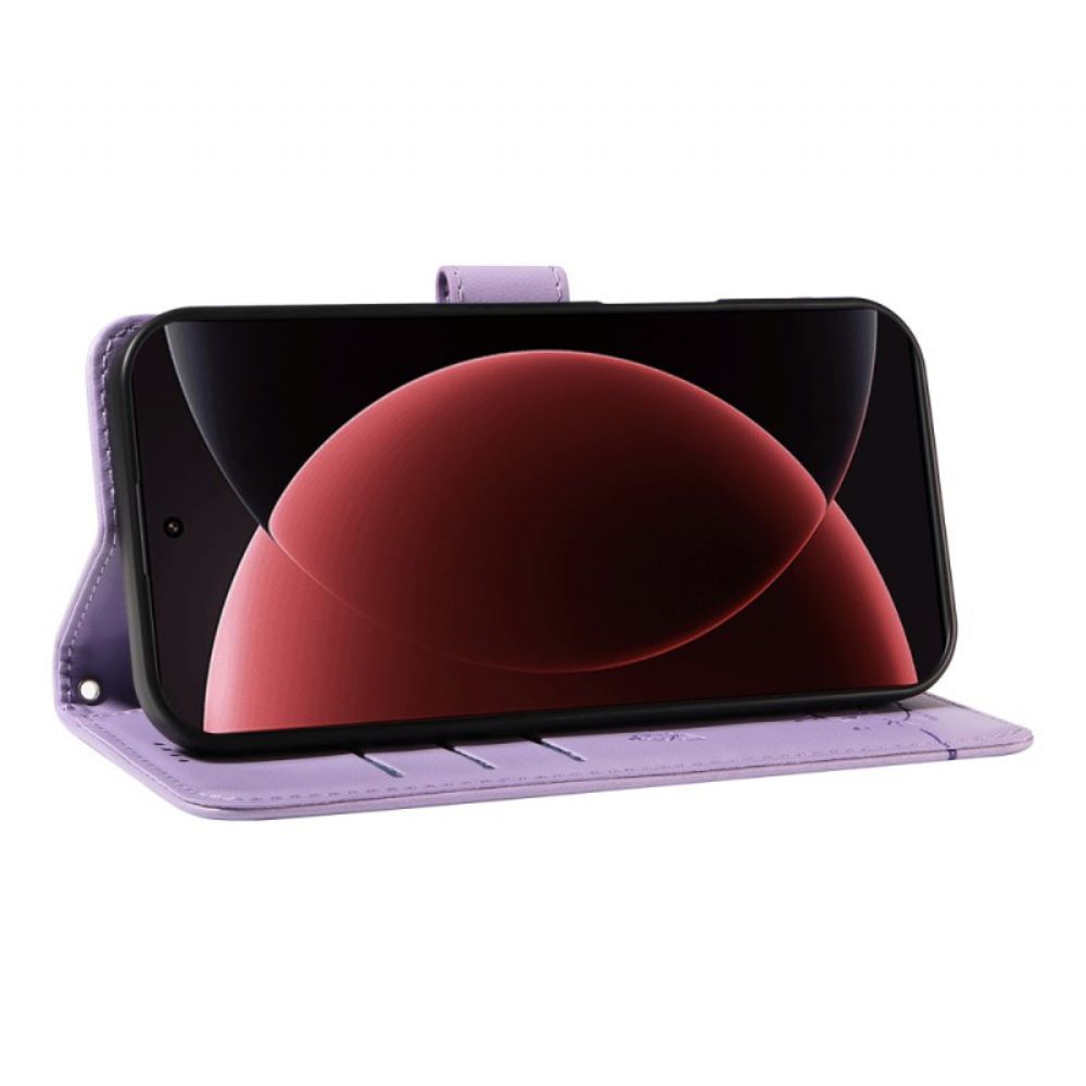 Kožený Kryt Na Xiaomi 15 Ultra Grafický Kočičí Popruh