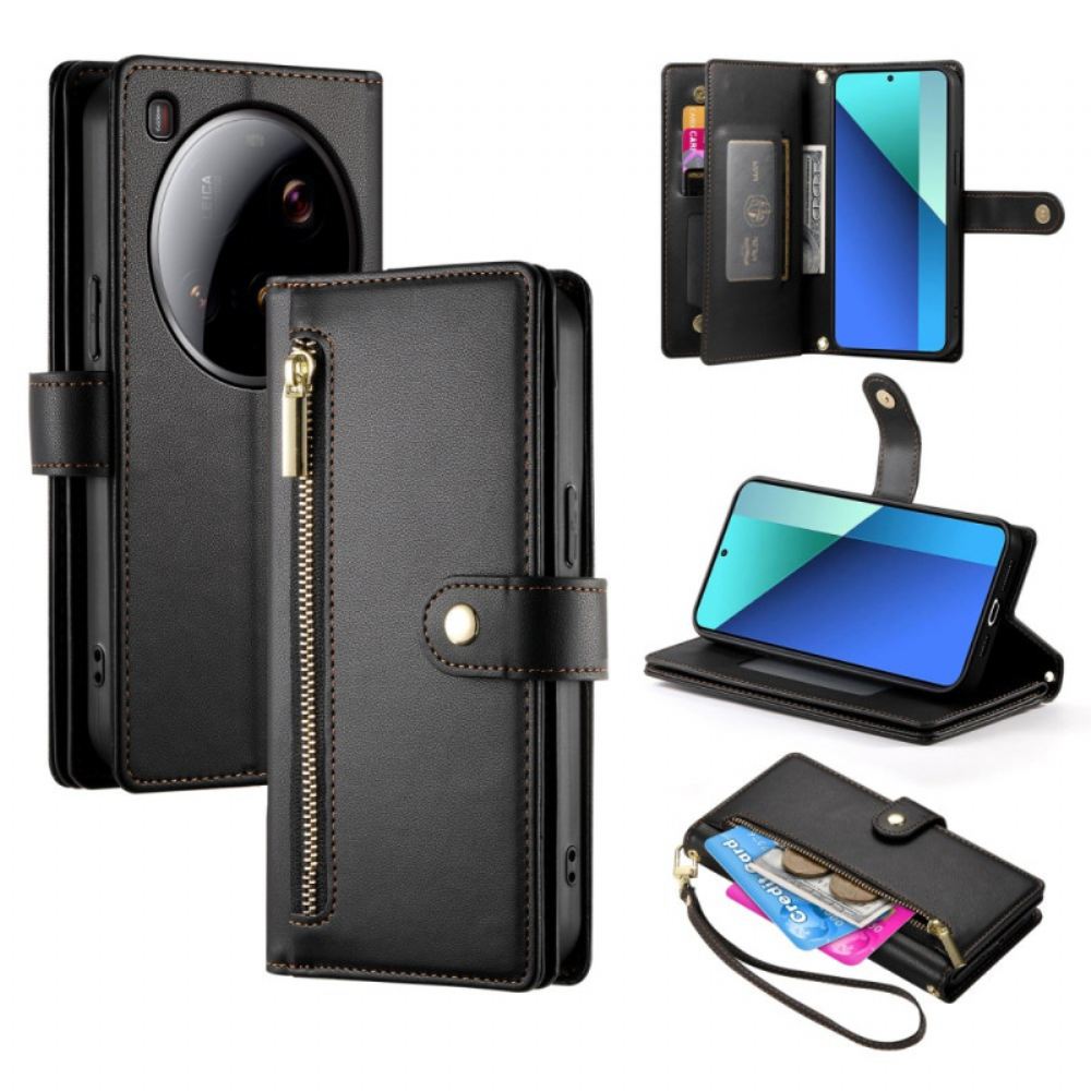 Kožený Kryt Na Xiaomi 15 Ultra Peněženka S Popruhem A Ramenním Popruhem