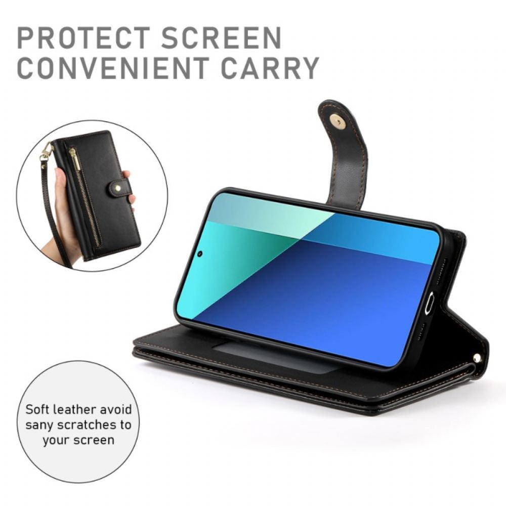 Kožený Kryt Na Xiaomi 15 Ultra Peněženka S Popruhem A Ramenním Popruhem