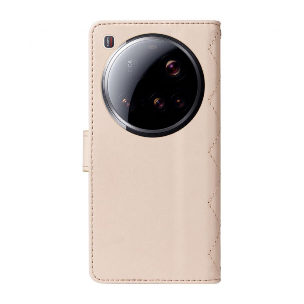 Kožený Kryt Na Xiaomi 15 Ultra Polstrované S Popruhem A Ramenním Popruhem