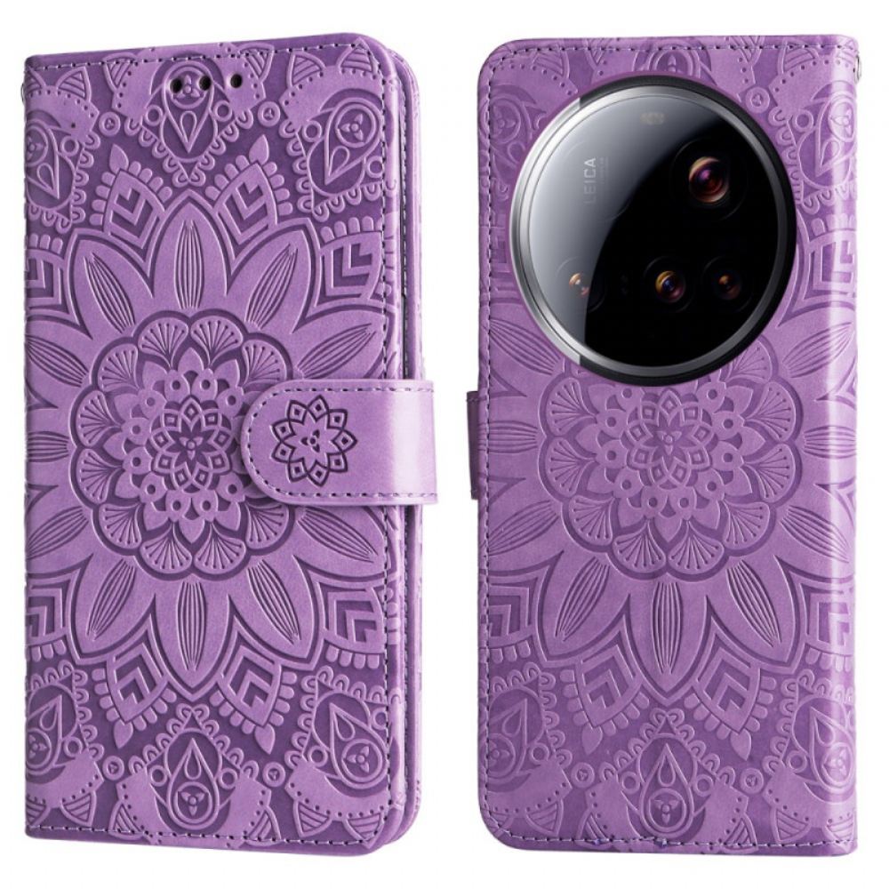 Kožený Kryt Na Xiaomi 15 Ultra Slunečnicový Vzor