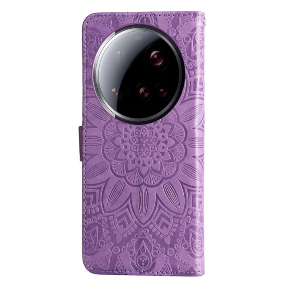 Kožený Kryt Na Xiaomi 15 Ultra Slunečnicový Vzor