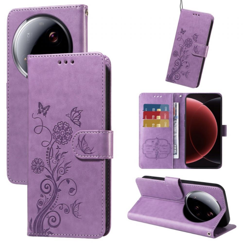 Kožený Kryt Xiaomi 15 Ultra Květinový Vzor