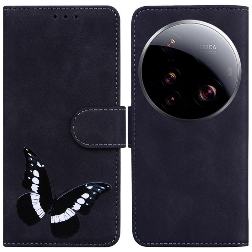 Kožený Kryt Xiaomi 15 Ultra Motýlí Potisk