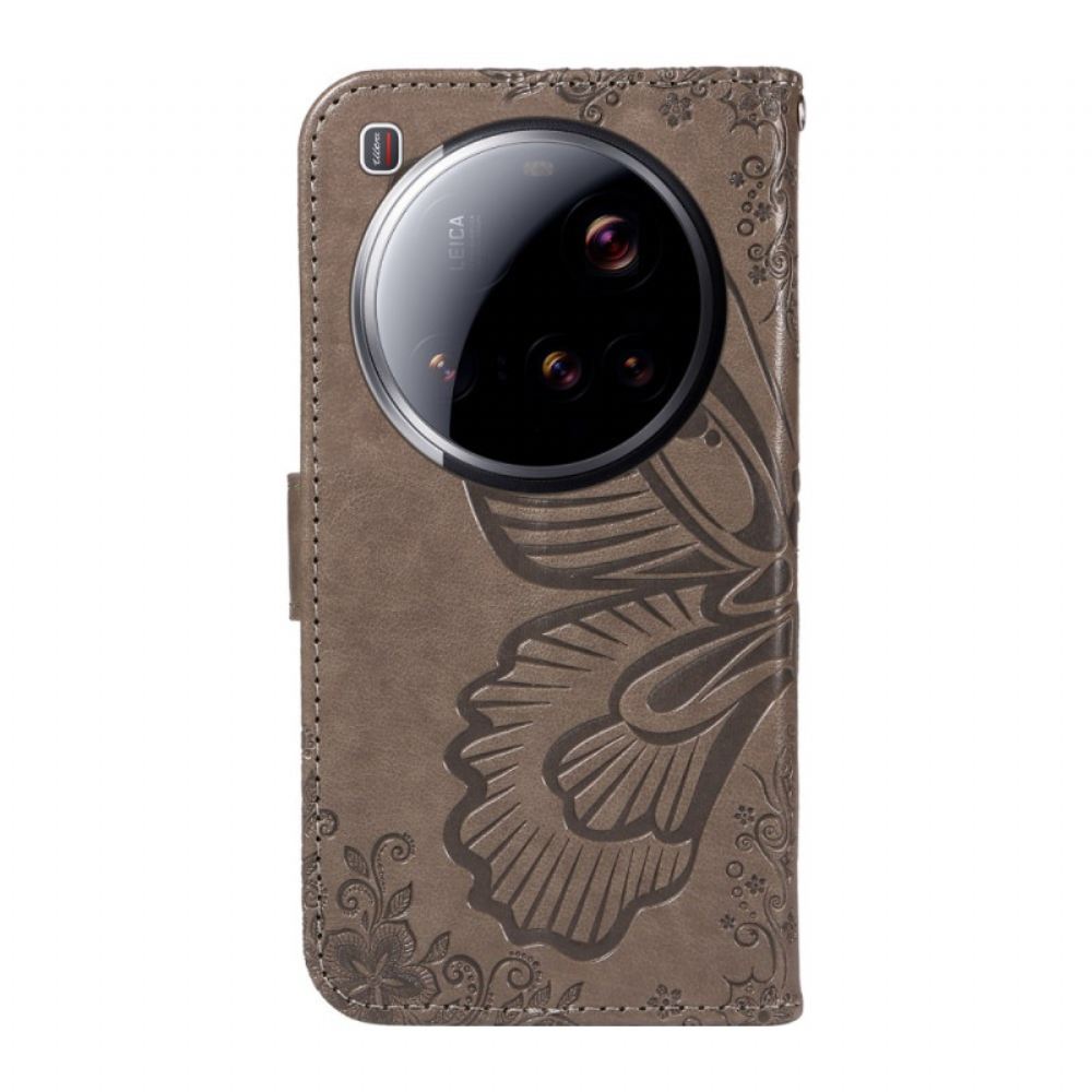 Kožený Kryt Xiaomi 15 Ultra Motýlí Vzor