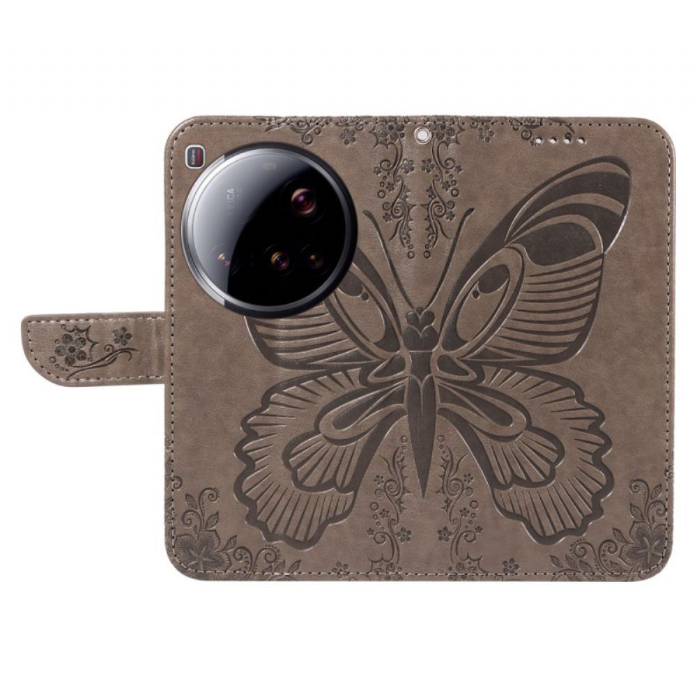 Kožený Kryt Xiaomi 15 Ultra Motýlí Vzor