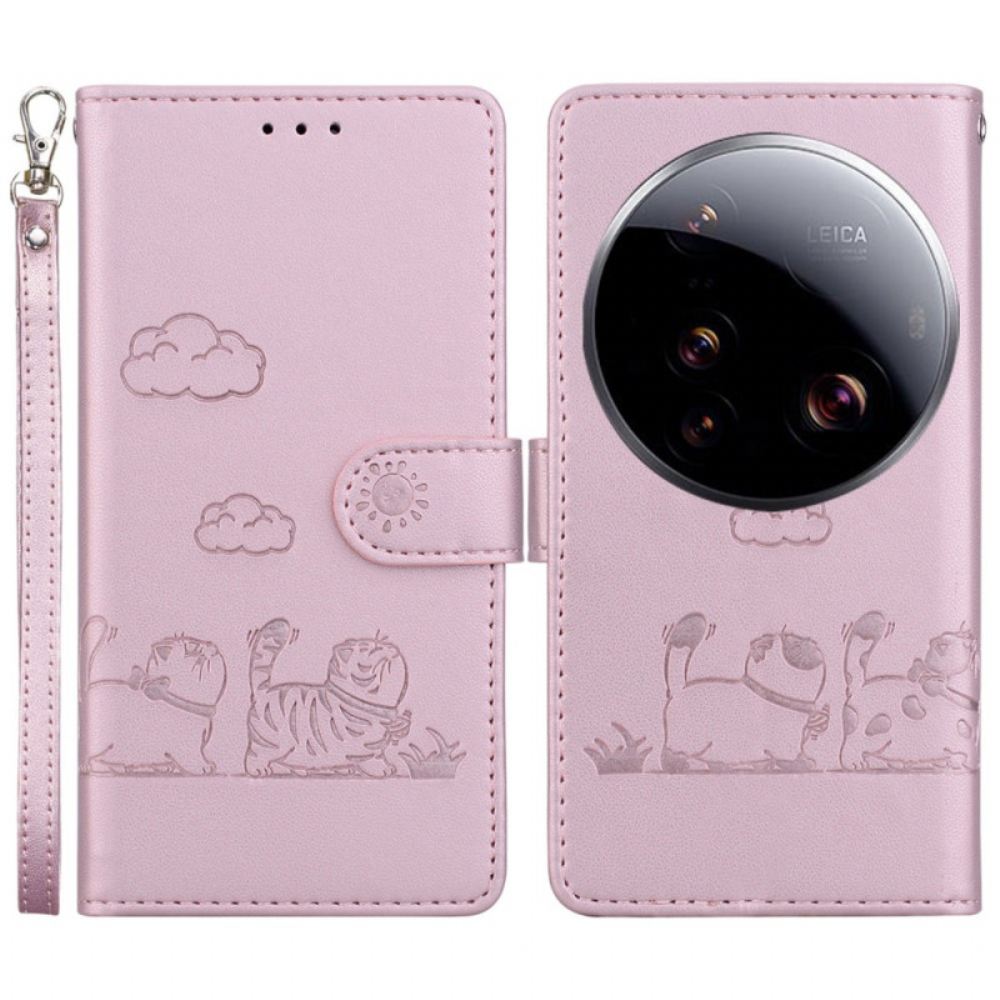 Kožený Kryt Xiaomi 15 Ultra Rfid Blokování A Vzor Koťátek