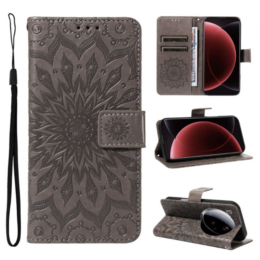 Kožený Kryt Xiaomi 15 Ultra Slunečnicový Vzor