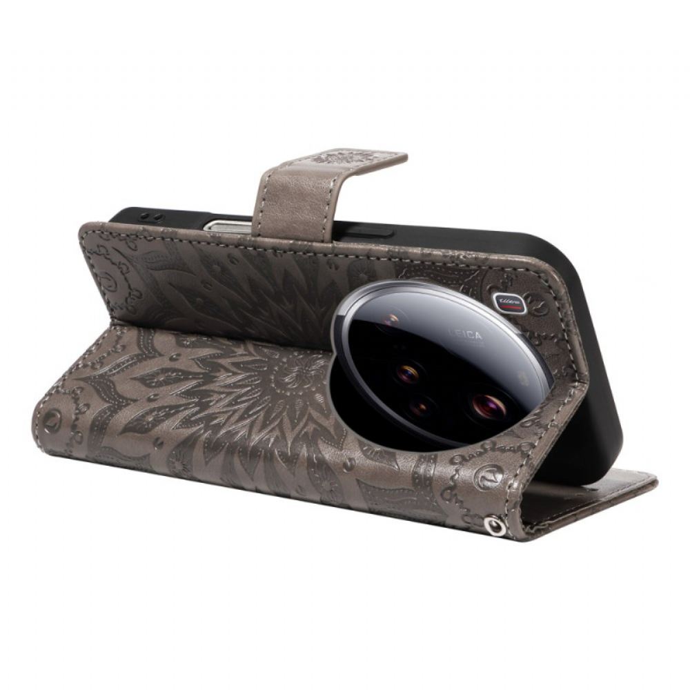 Kožený Kryt Xiaomi 15 Ultra Slunečnicový Vzor