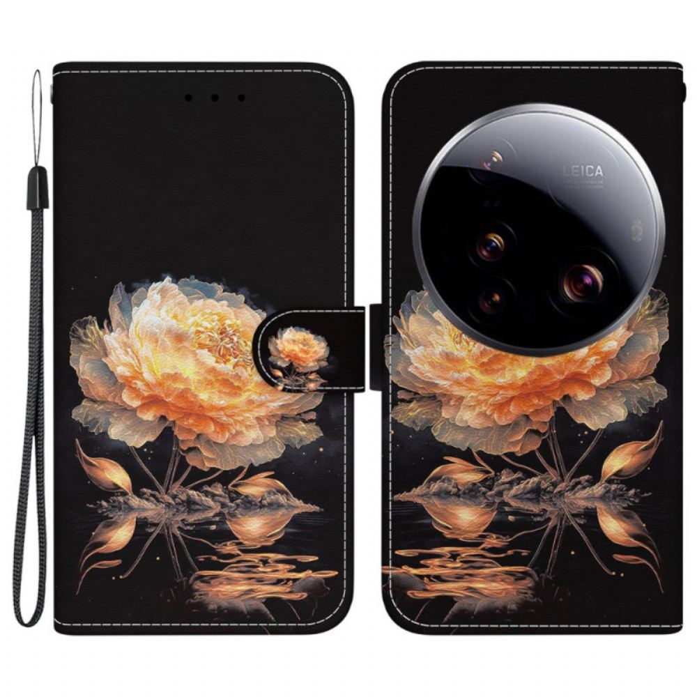 Kožený Kryt Xiaomi 15 Ultra Zlatá Pivoňka