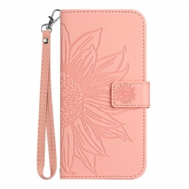 Peněženková Pouzdra Xiaomi 15 Ultra Slunečnicový Potisk S Popruhem