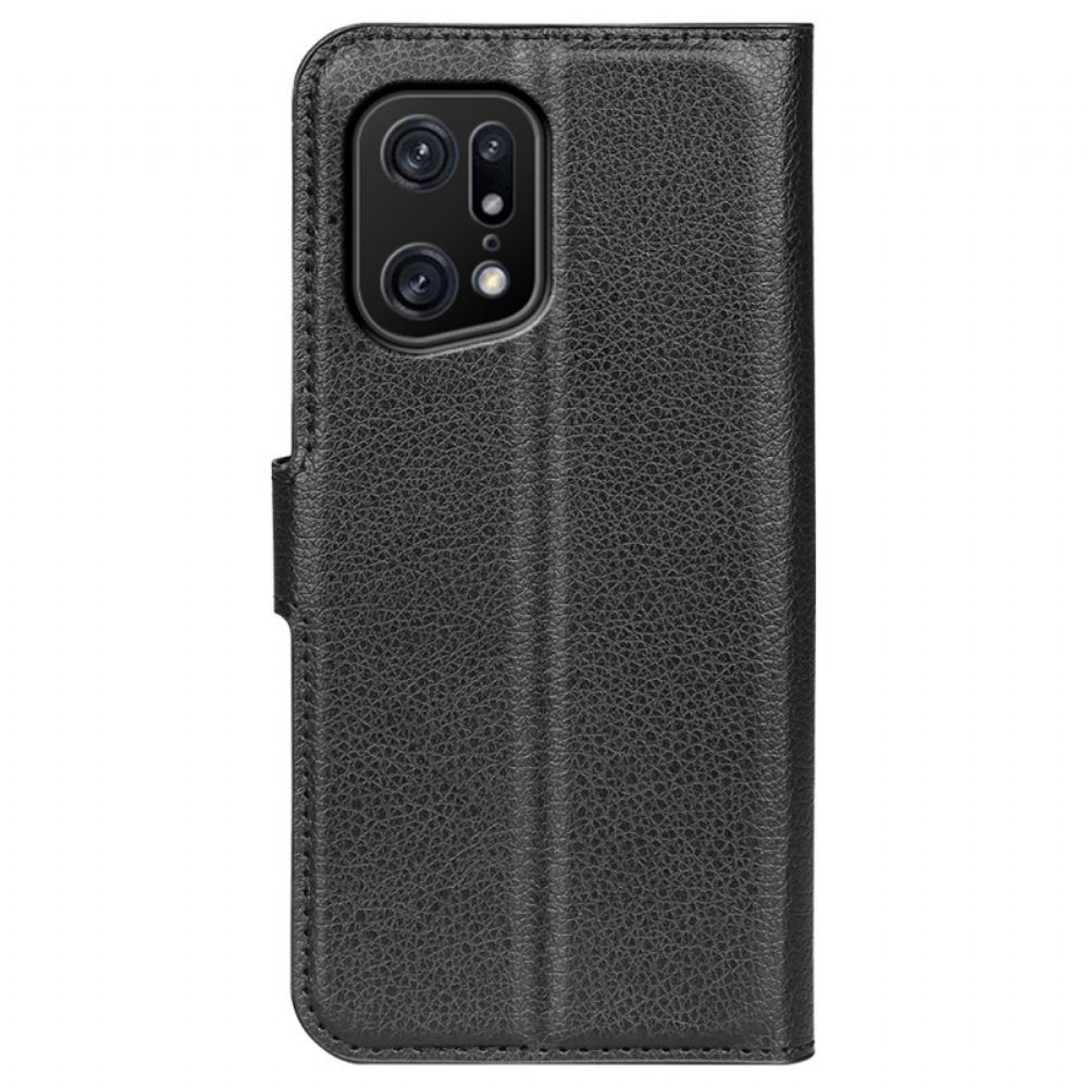 Flipové Pouzdro Na Oppo Find X5 Pro Klasická Umělá Kůže Litchi