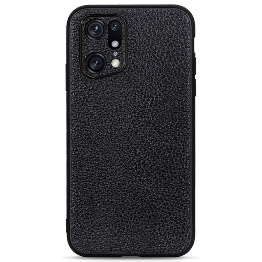 Kryt Na Oppo Find X5 Pro Pravá Kůže Litchi