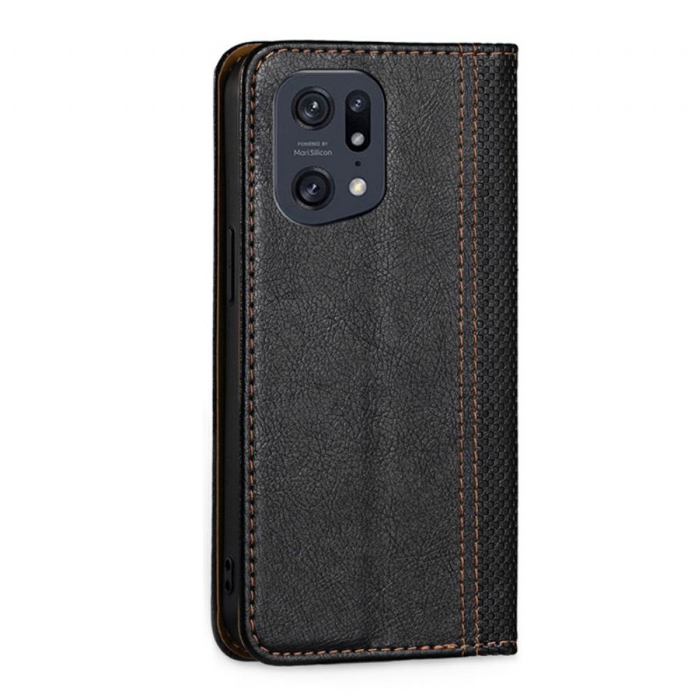 Kryty Na Mobil Na Oppo Find X5 Pro Flipové Pouzdro Vintage Kožený Efekt