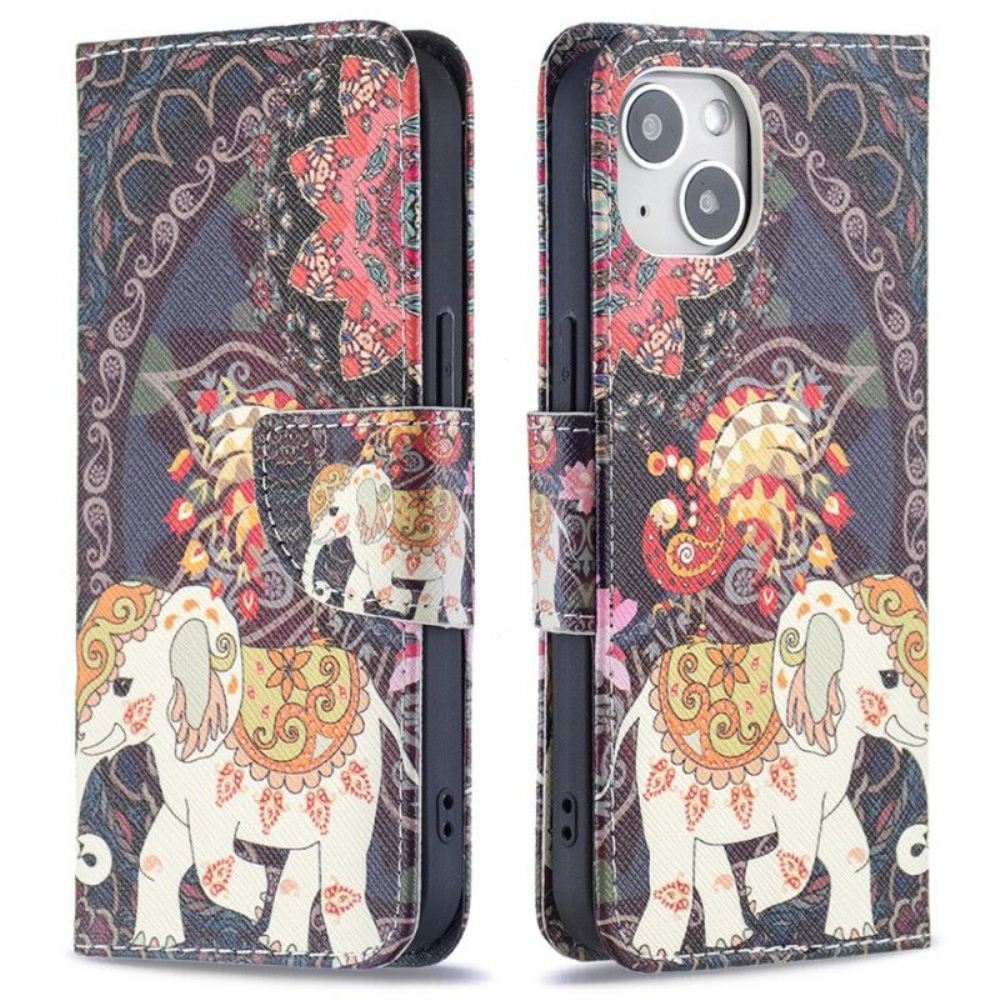 Flipové Pouzdro Na iPhone 15 Kmenový Slon